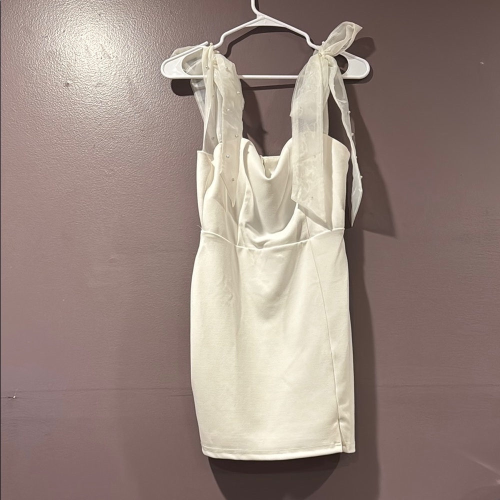 Elegant White Dress with Sheer Accents